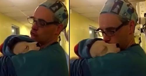 Vet Cradles A Fri.ghtened Rescue Puppy Like A Baby After Surgery!