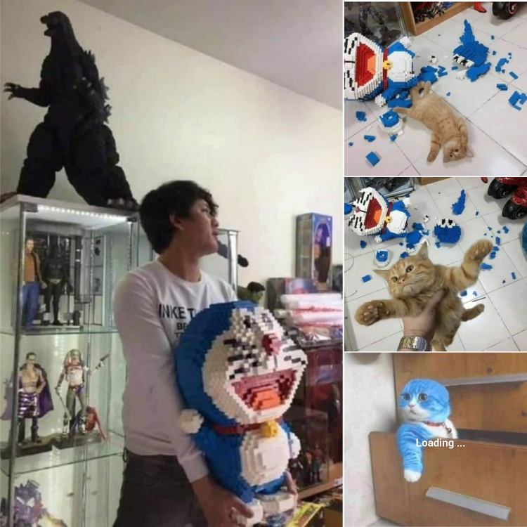 A Pawsitively Adorable Transformation: The Cat Becomes Doraemon!